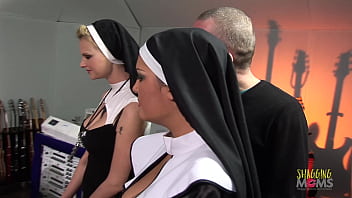 Two Sinful Nuns Caught Off Guard By Massive Throbbing Cocks